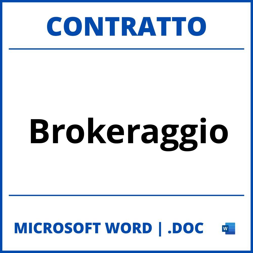 Fac Simile Contratto Di Brokeraggio