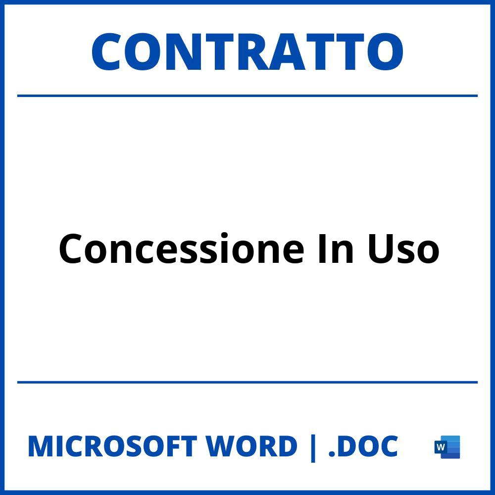 Fac Simile Contratto Di Concessione In Uso