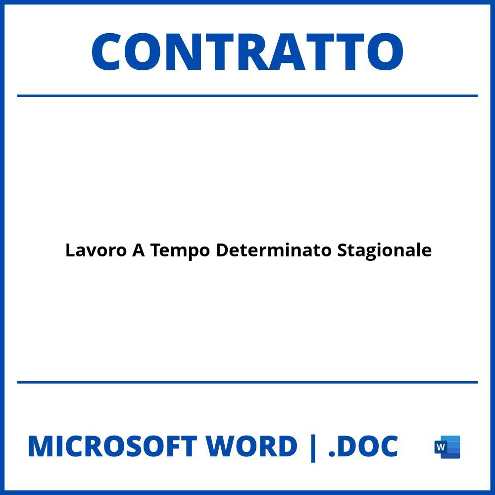 Fac Simile Contratto Di Lavoro A Tempo Determinato Stagionale