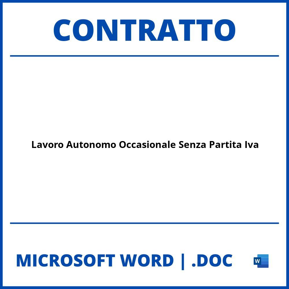 Fac Simile Contratto Di Lavoro Autonomo Occasionale Senza Partita Iva