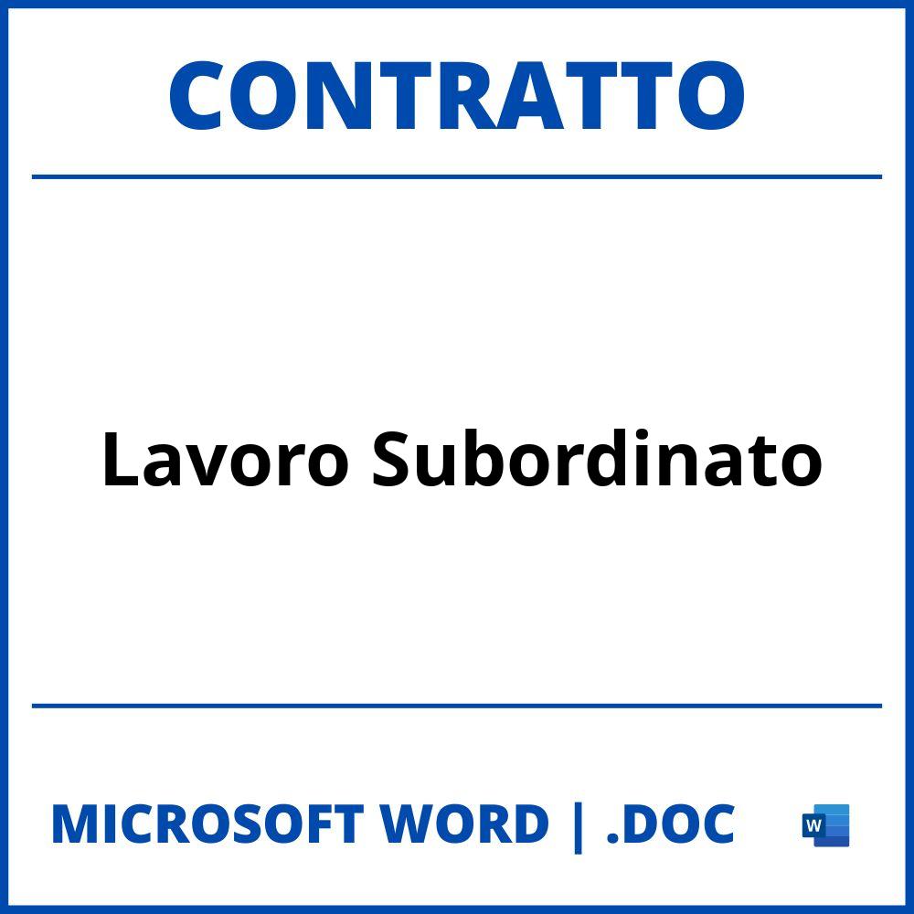 Fac Simile Contratto Di Lavoro Subordinato
