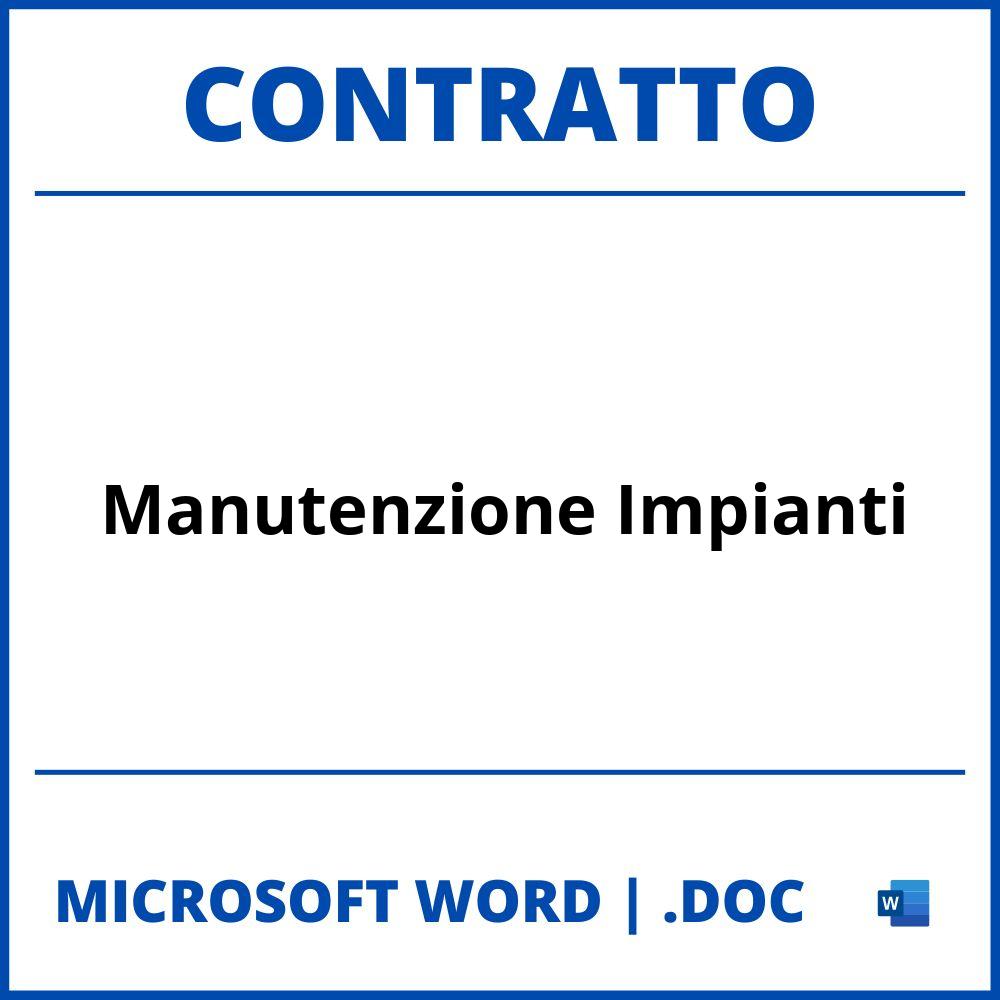 Fac Simile Contratto Di Manutenzione Impianti