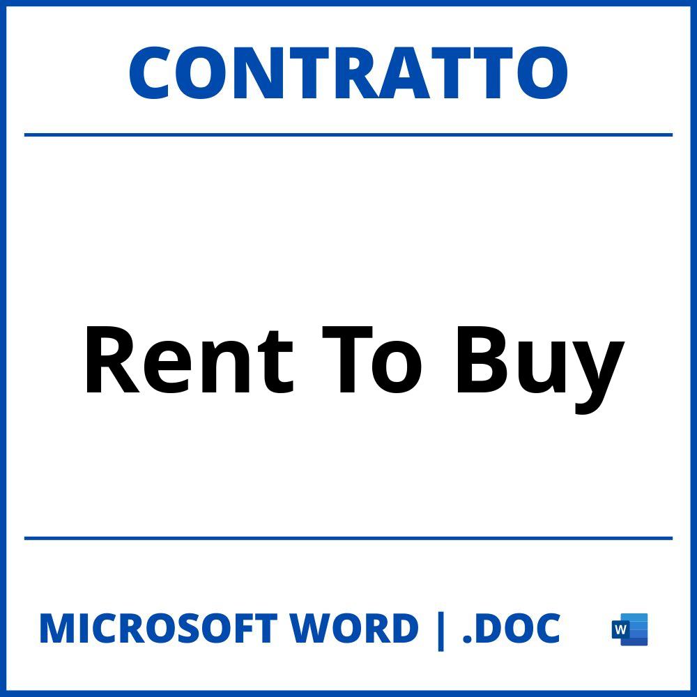 Fac Simile Contratto Di Rent To Buy