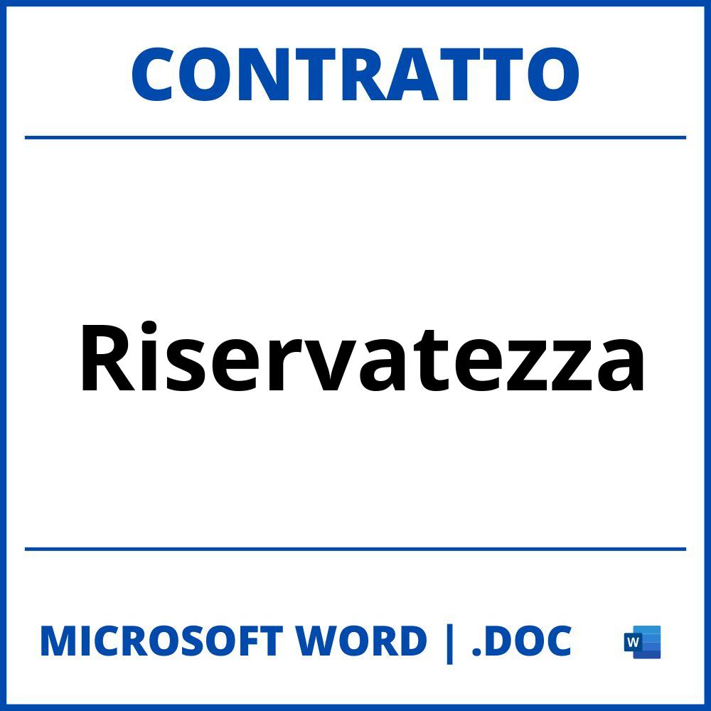Fac Simile Contratto Di Riservatezza