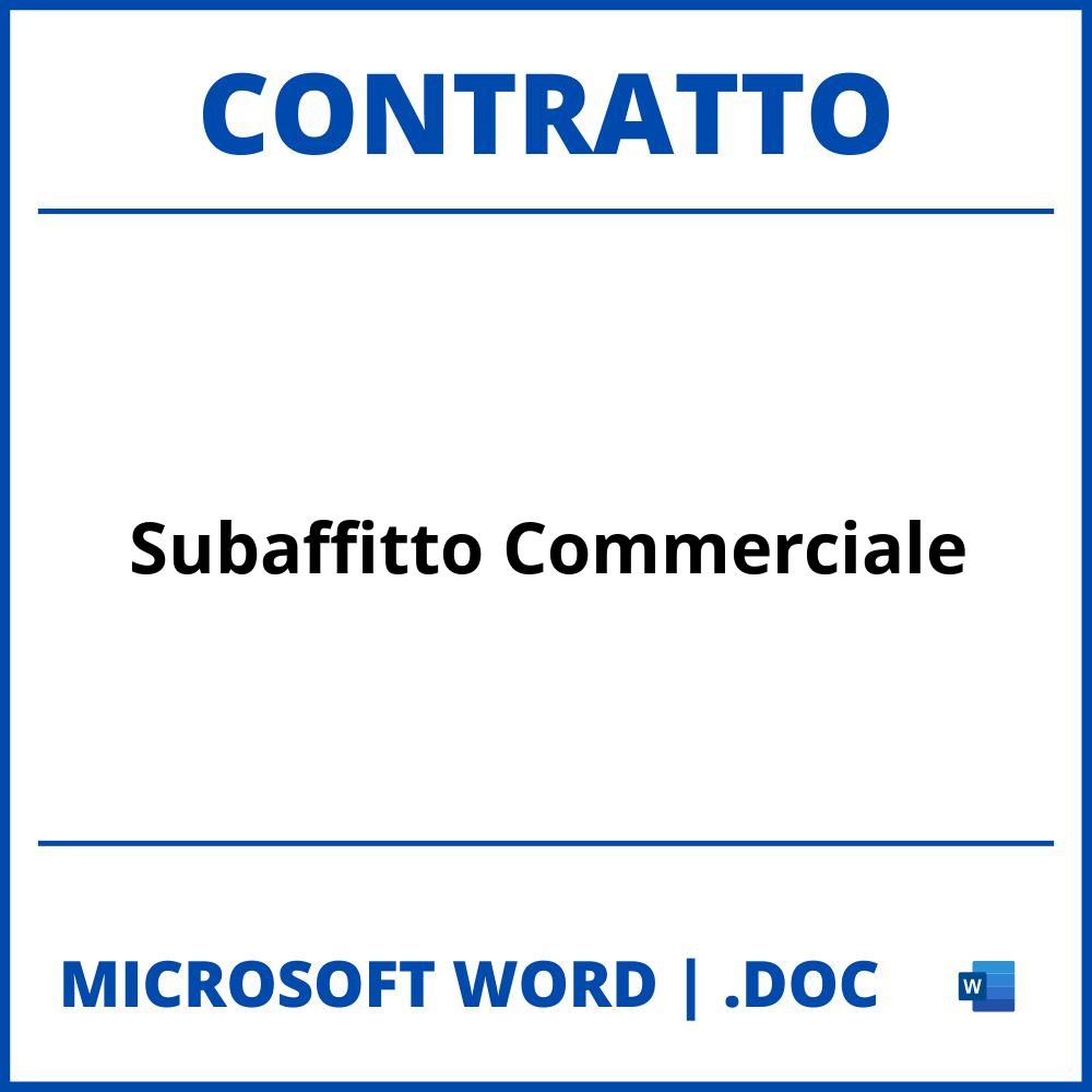 Fac Simile Contratto Di Subaffitto Commerciale