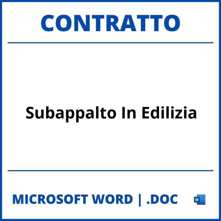 Fac Simile Contratto Di Subappalto Edile